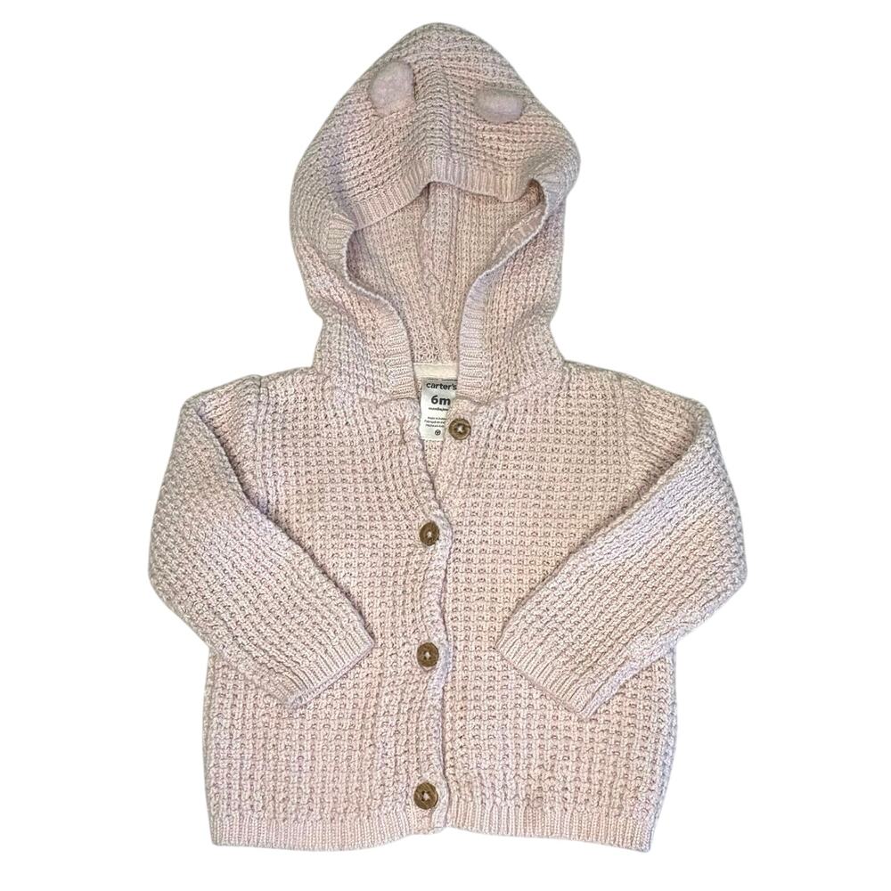 Carter’s Textured Cardigan Sweater Hoodie Girls 6M | Pink | Cotton